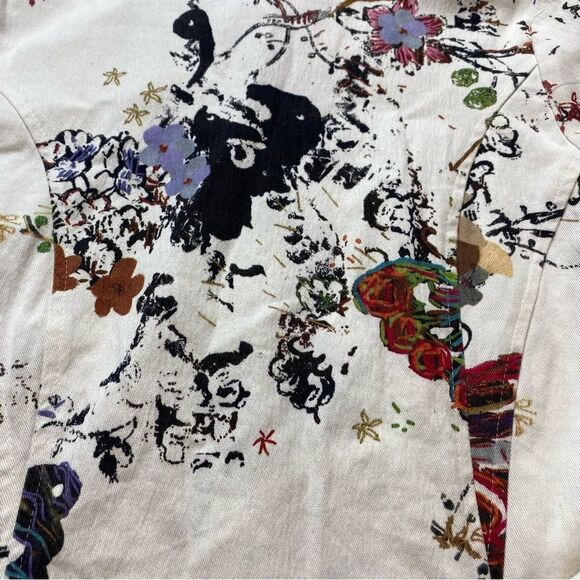 Culture By Krazy Larry Light Denim White W/Floral and Butterfly Shirt/Jacket - Picture 8 of 12